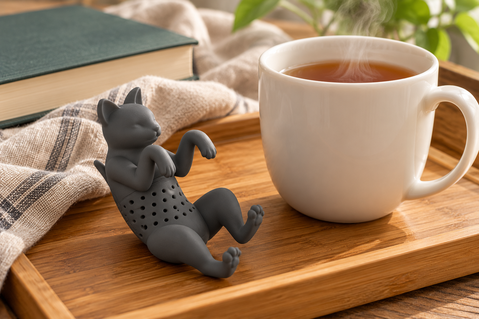 Genuine Fred PURRTEA Cat Tea Infuser styled in a home setting