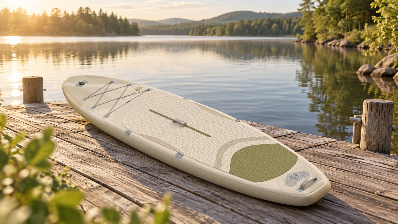 iTAOSTAR M01A Mellow Inflatable Paddle Board — Ivory White styled in a home setting