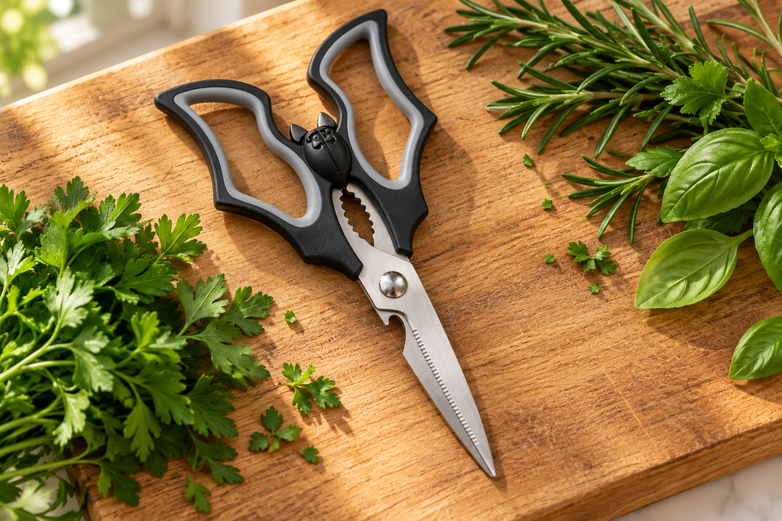 OTOTO Elizabat Kitchen Scissors styled in a home setting