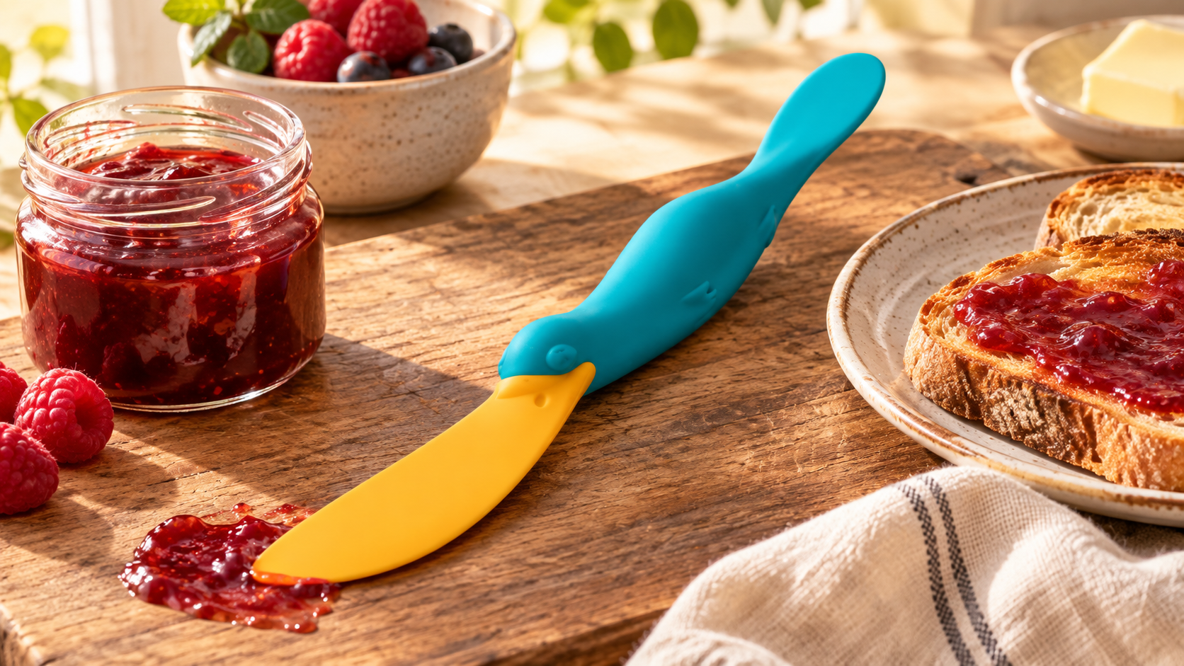 OTOTO Splatypus Jar Spatula styled in a home setting