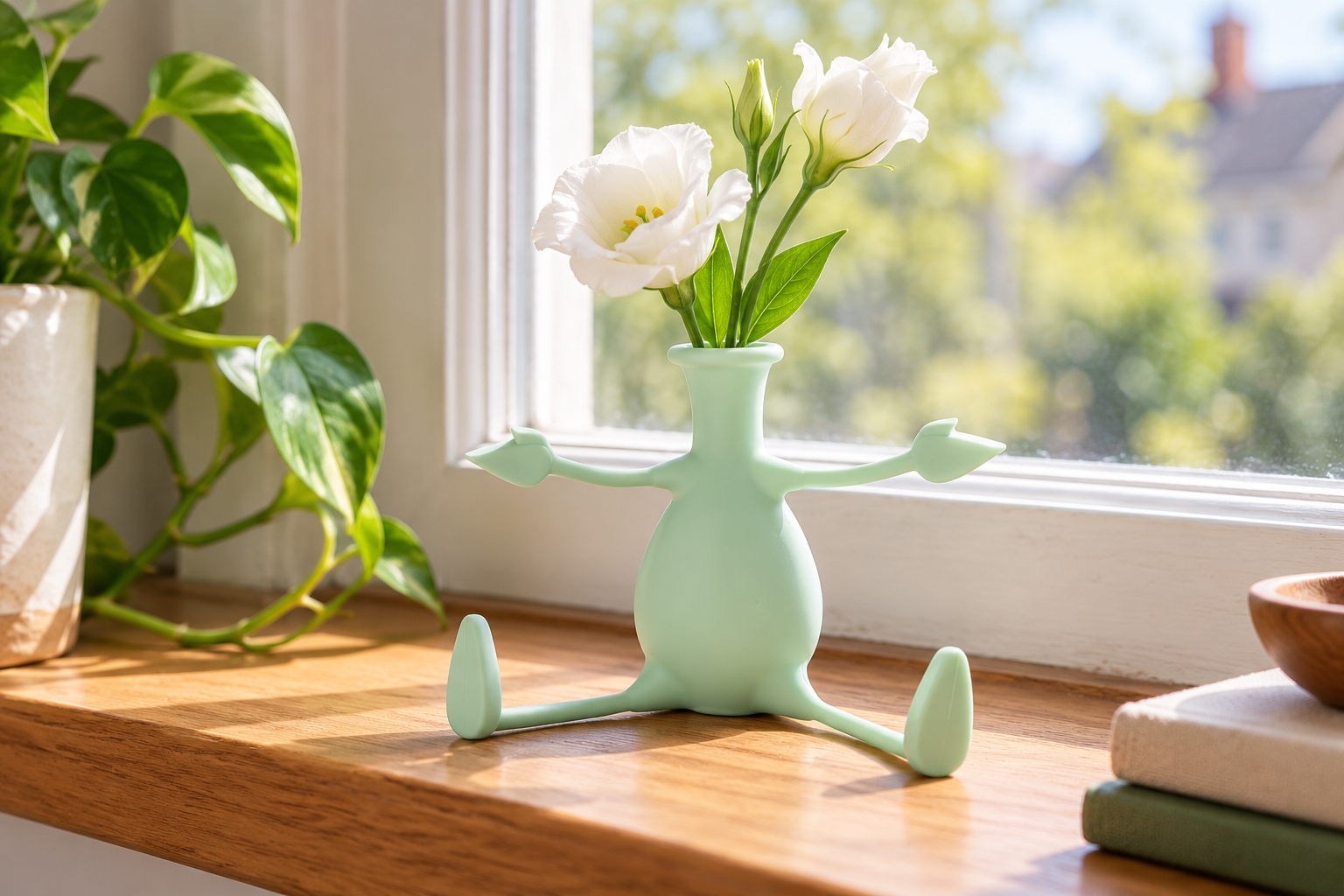 PELEG DESIGN Florino Flower Vase - Mint styled in a home setting
