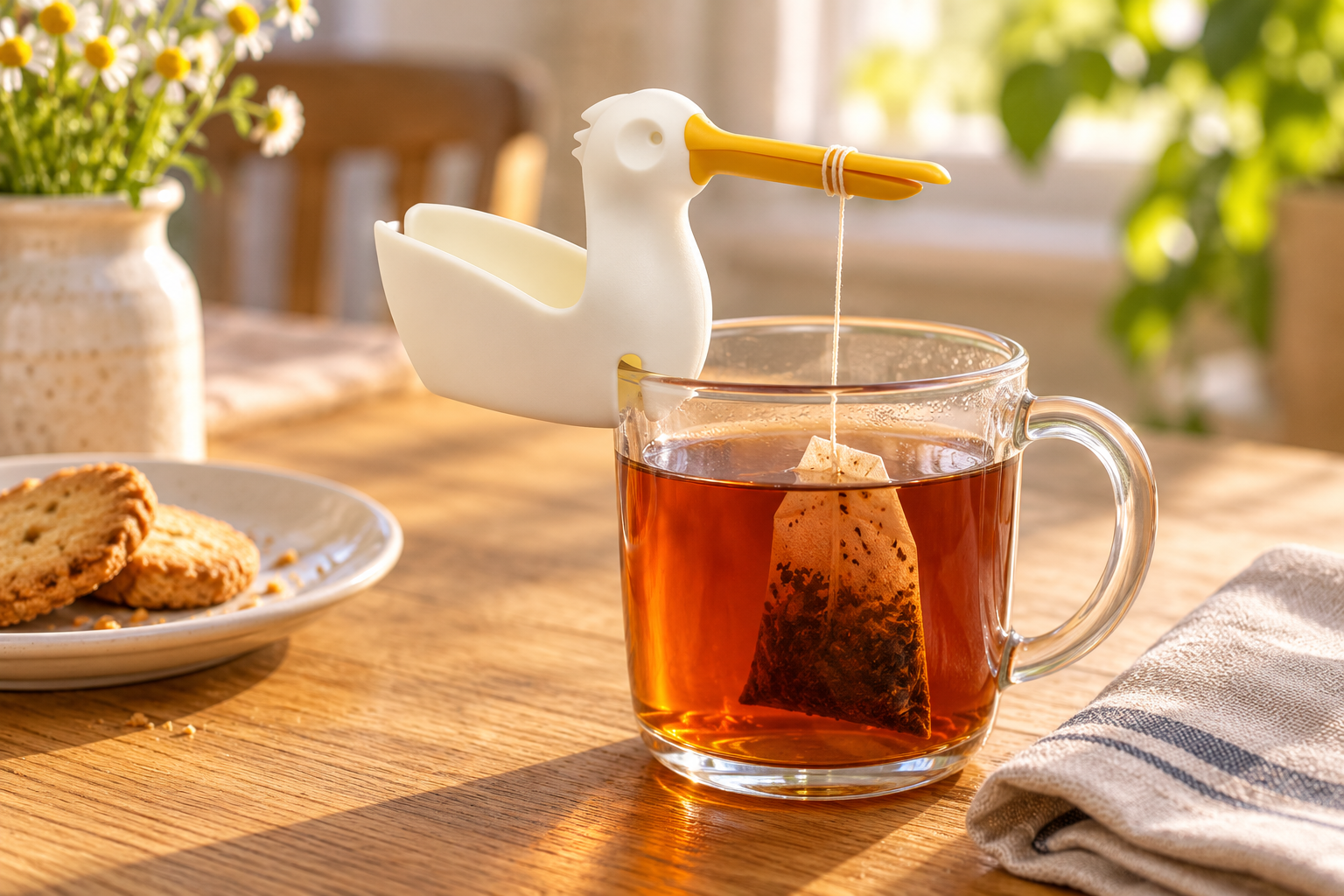PELEG DESIGN Pelicup Tea Bag Holder styled in a home setting