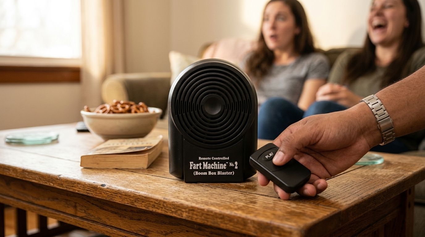 Remote Controlled Fart Machine styled in a home setting