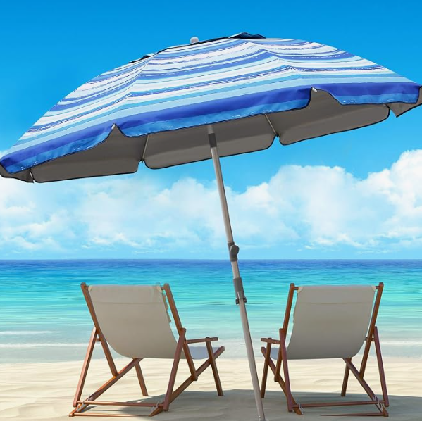 Portable Beach Umbrella with Sand Anchor & Tilt