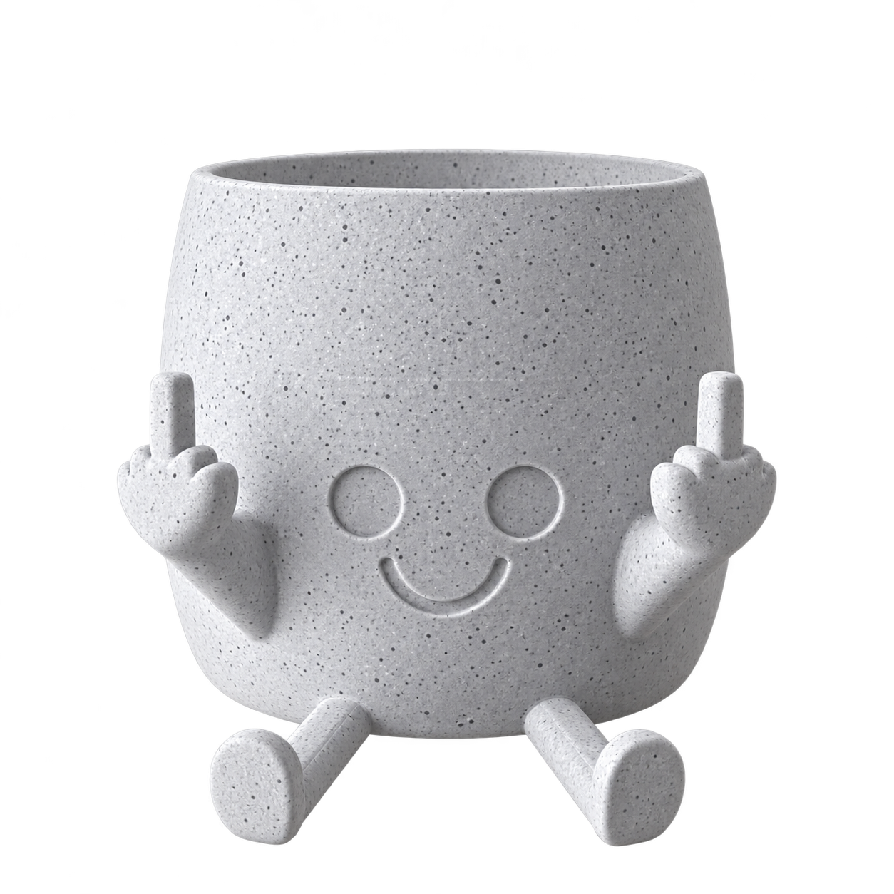 SXIDPDA Smiling Middle Finger Planter - Gray